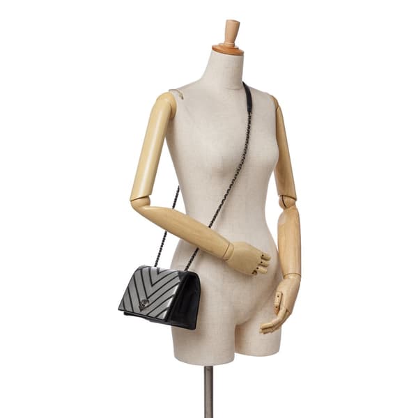 Pre-owned Chanel Small Chevron Lambskin Couture Flap Silver
