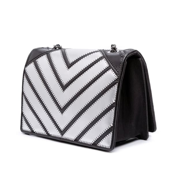 Pre-owned Chanel Small Chevron Lambskin Couture Flap Silver