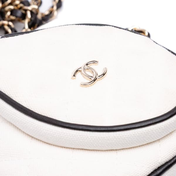 Pre-owned Chanel Coco Masters Mini Canvas Tennis Racket Bag White