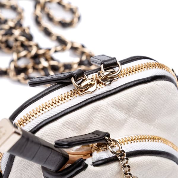 Pre-owned Chanel Coco Masters Mini Canvas Tennis Racket Bag White