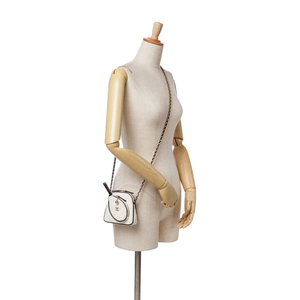 Pre-owned Chanel Coco Masters Mini Canvas Tennis Racket Bag White