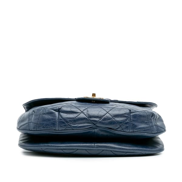 Pre-owned Chanel Medium Quilted Glazed Calfskin Bubble CC Flap Blue
