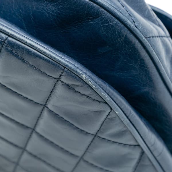 Pre-owned Chanel Medium Quilted Glazed Calfskin Bubble CC Flap Blue