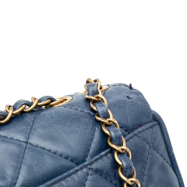 Pre-owned Chanel Medium Quilted Glazed Calfskin Bubble CC Flap Blue