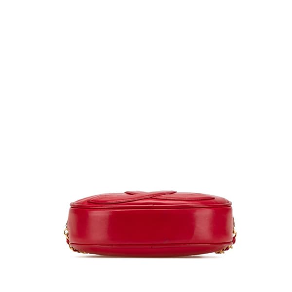 Pre-owned Chanel CC Lambskin Tassel Oval Camera Bag Red