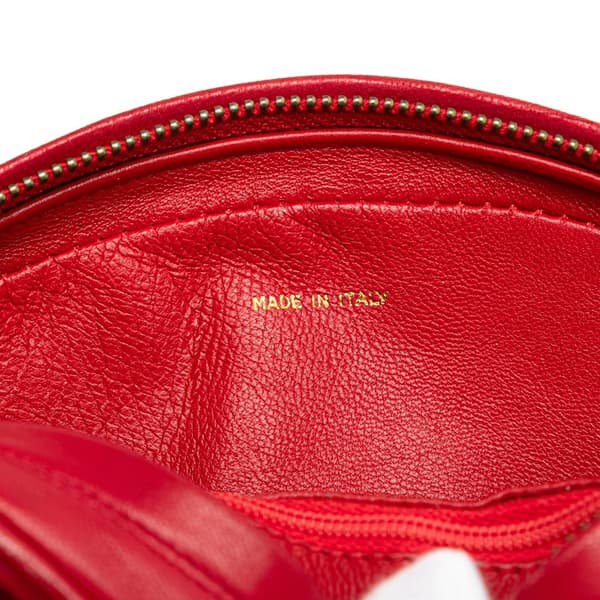 Pre-owned Chanel CC Lambskin Tassel Oval Camera Bag Red