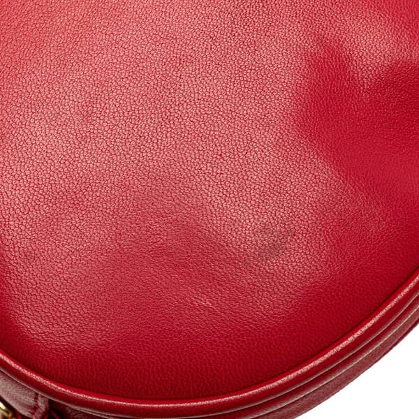 Pre-owned Chanel CC Lambskin Tassel Oval Camera Bag Red
