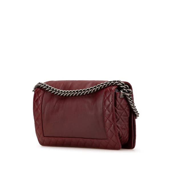 Pre-owned Chanel Medium Calfskin Boy Reverso Flap Red