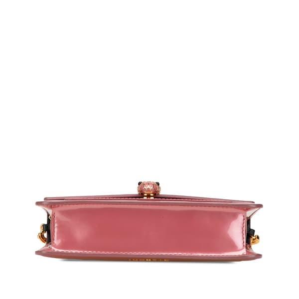 Pre-owned Bvlgari Patent Serpenti Forever Wallet on Chain Pink