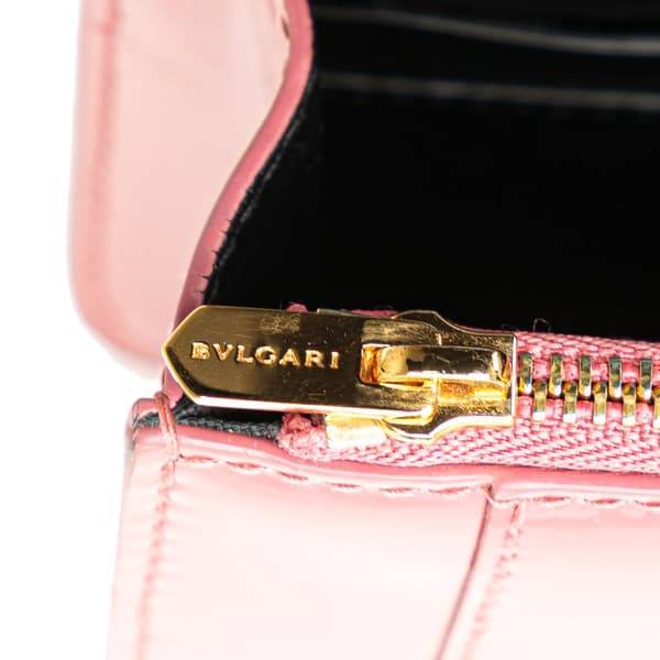 Pre-owned Bvlgari Patent Serpenti Forever Wallet on Chain Pink