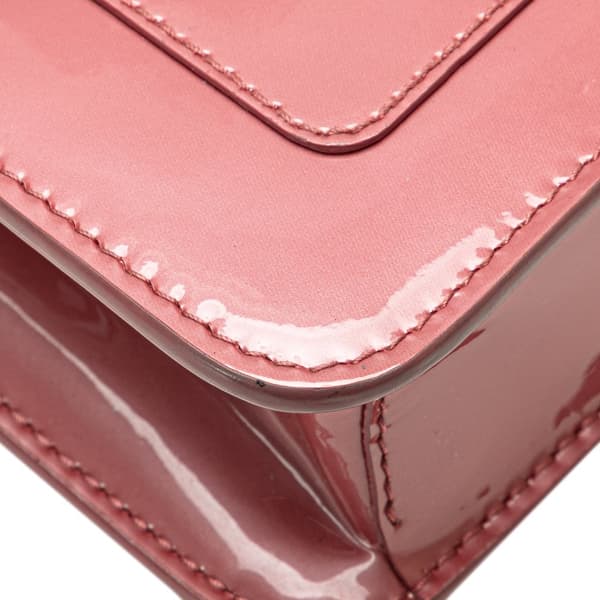 Pre-owned Bvlgari Patent Serpenti Forever Wallet on Chain Pink