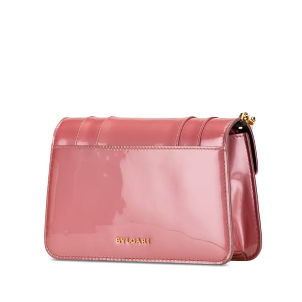 Pre-owned Bvlgari Patent Serpenti Forever Wallet on Chain Pink