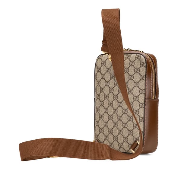 Pre-owned Gucci GG Supreme Interlocking G Sling Bag Brown