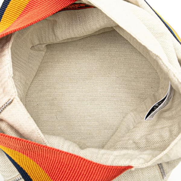 Pre-owned Hermès Toile Chevron Cavalier Sling Bag White