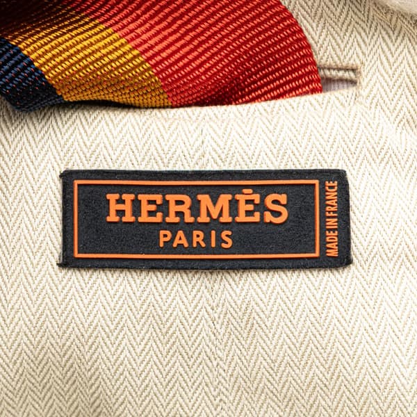 Pre-owned Hermès Toile Chevron Cavalier Sling Bag White