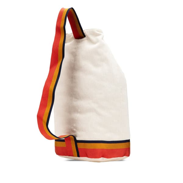 Pre-owned Hermès Toile Chevron Cavalier Sling Bag White