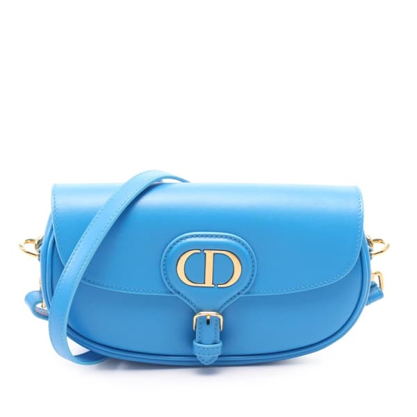 Pre-owned Dior Calfskin Bobby East West Crossbody Blue
