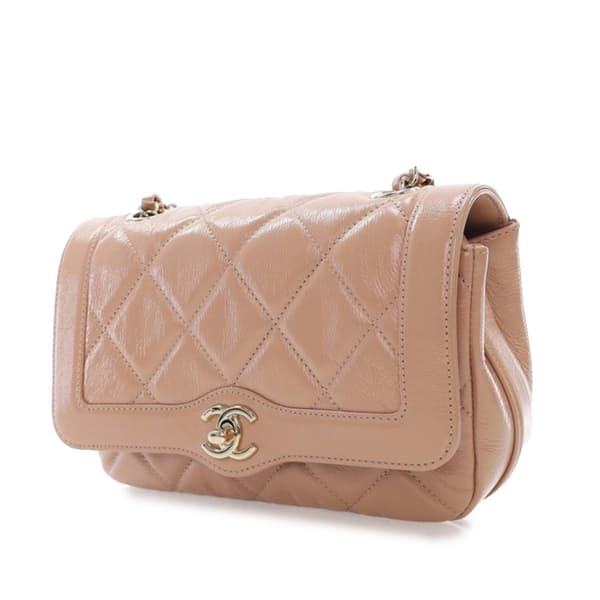 Pre-owned Chanel Mini Shiny Calfskin Hold The Line Flap Brown