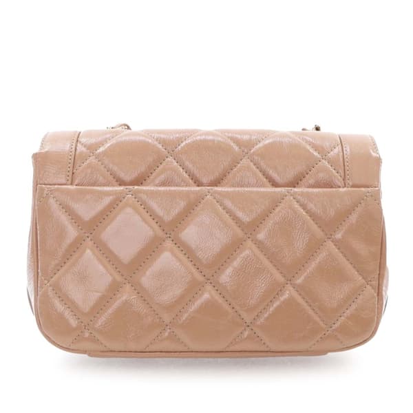 Pre-owned Chanel Mini Shiny Calfskin Hold The Line Flap Brown