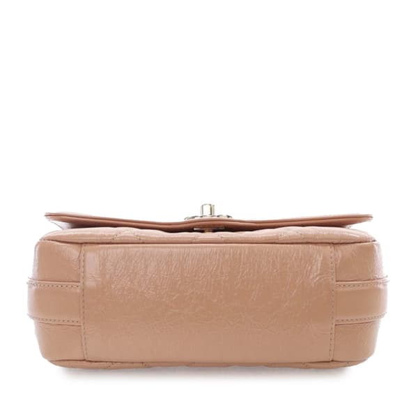 Pre-owned Chanel Mini Shiny Calfskin Hold The Line Flap Brown