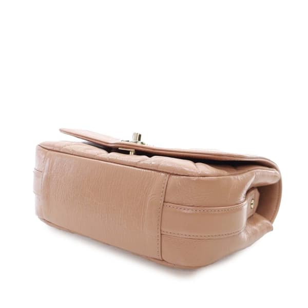 Pre-owned Chanel Mini Shiny Calfskin Hold The Line Flap Brown
