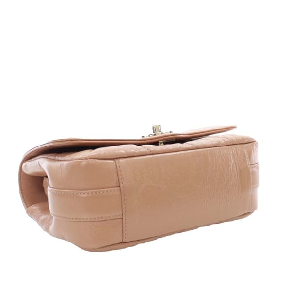 Pre-owned Chanel Mini Shiny Calfskin Hold The Line Flap Brown