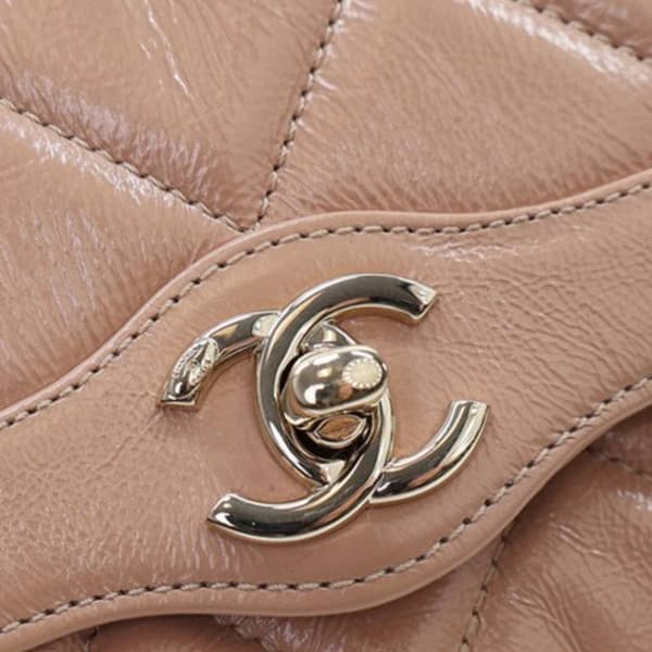 Pre-owned Chanel Mini Shiny Calfskin Hold The Line Flap Brown