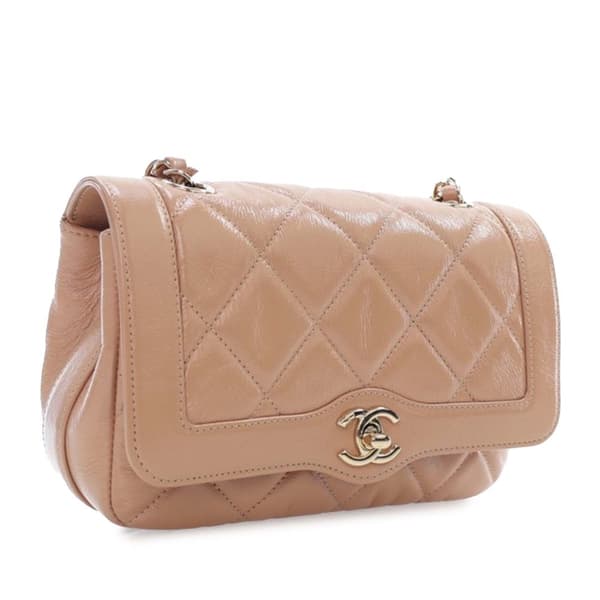 Pre-owned Chanel Mini Shiny Calfskin Hold The Line Flap Brown