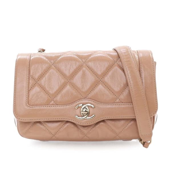 Pre-owned Chanel Mini Shiny Calfskin Hold The Line Flap Brown