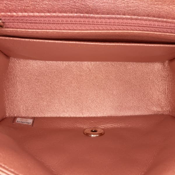 Pre-owned Chanel Mini Square Iridescent Calfskin Flap Orange