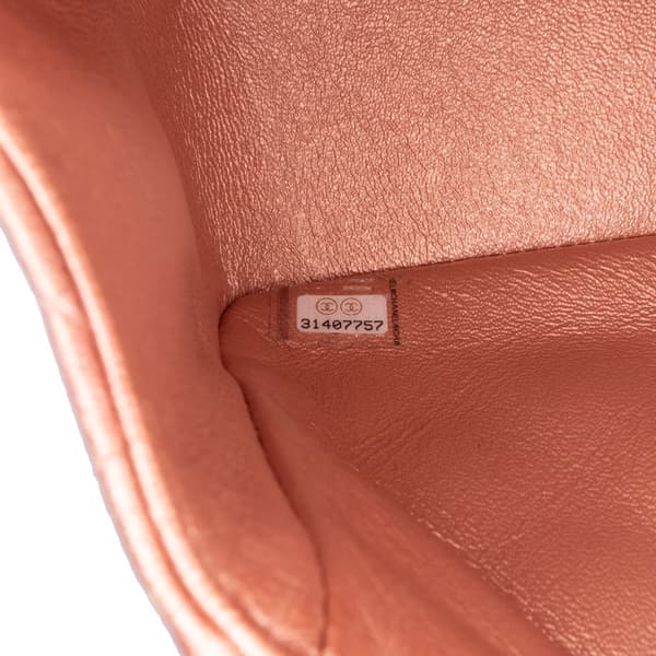Pre-owned Chanel Mini Square Iridescent Calfskin Flap Orange