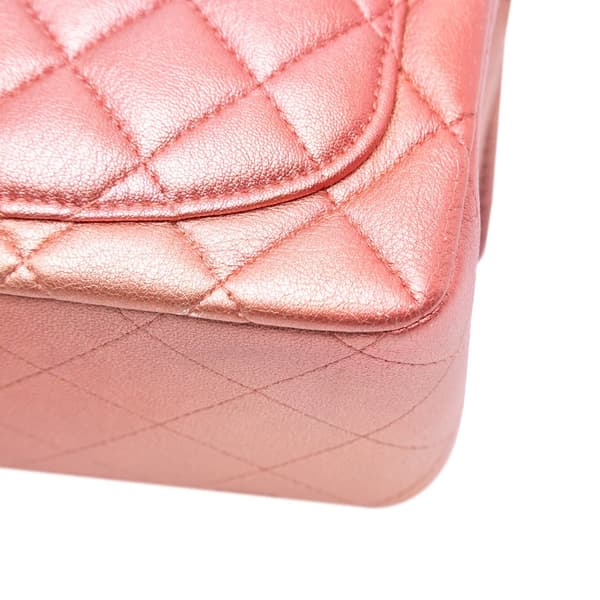 Pre-owned Chanel Mini Square Iridescent Calfskin Flap Orange