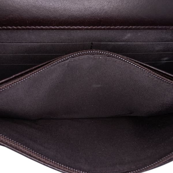 Pre-owned Chanel Goatskin Chevron Statement Wallet On Chain Black