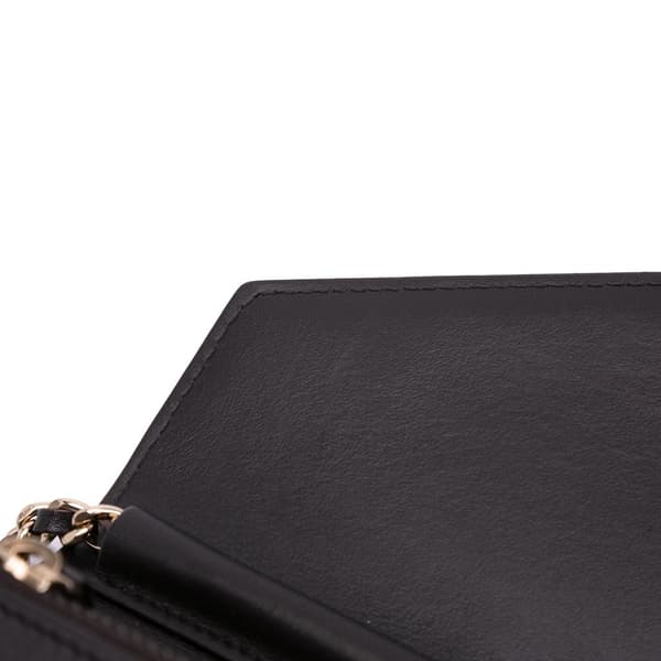 Pre-owned Chanel Goatskin Chevron Statement Wallet On Chain Black