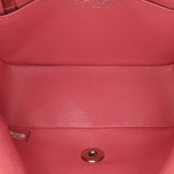 Pre-owned Chanel Mini Square Classic Lambskin Single Flap Pink