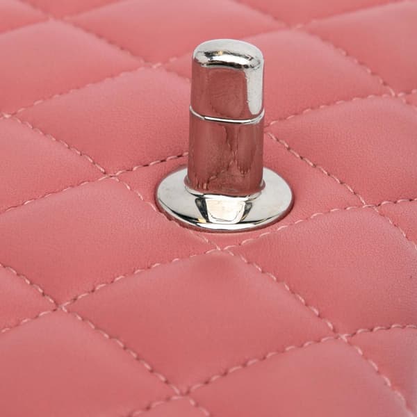Pre-owned Chanel Mini Square Classic Lambskin Single Flap Pink