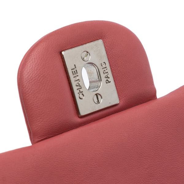 Pre-owned Chanel Mini Square Classic Lambskin Single Flap Pink