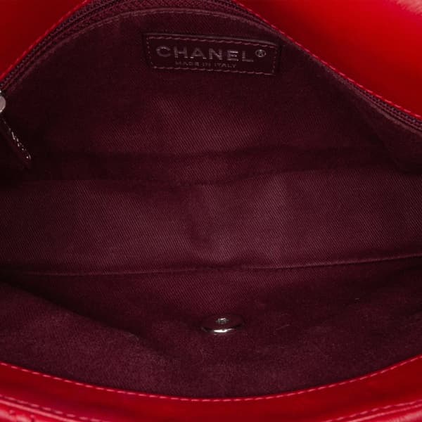 Pre-owned Chanel Medium Double Stitch Chevron Lambskin Single Flap Red