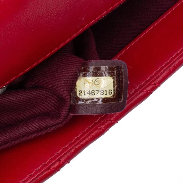 Pre-owned Chanel Medium Double Stitch Chevron Lambskin Single Flap Red