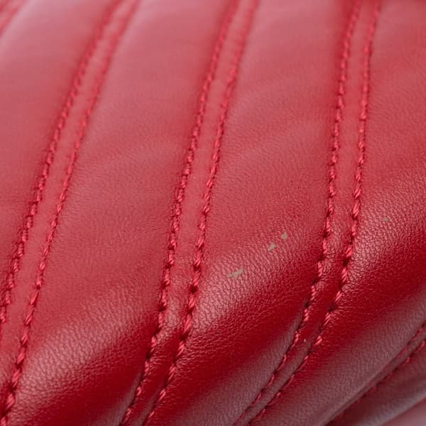 Pre-owned Chanel Medium Double Stitch Chevron Lambskin Single Flap Red