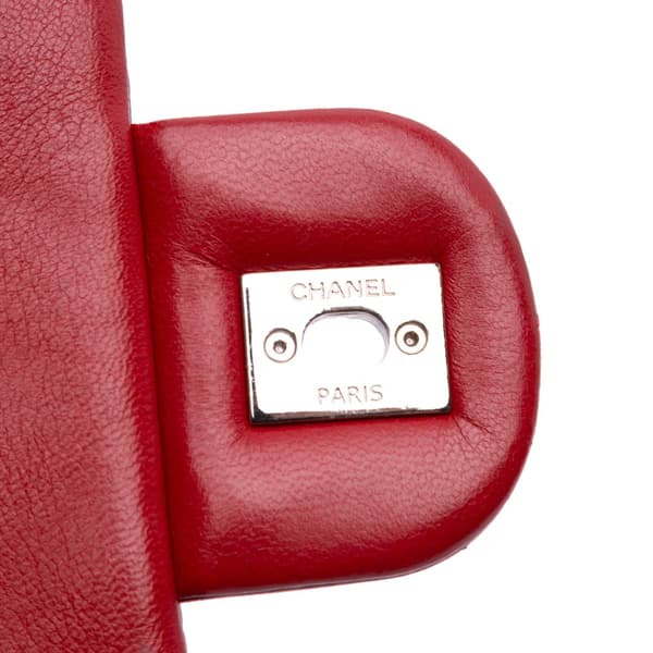 Pre-owned Chanel Medium Double Stitch Chevron Lambskin Single Flap Red