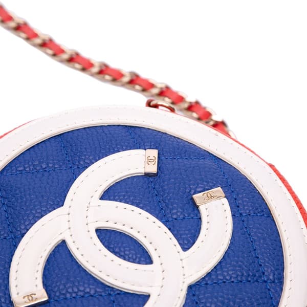Pre-owned Chanel Tricolor Caviar CC Filigree Round Crossbody Blue