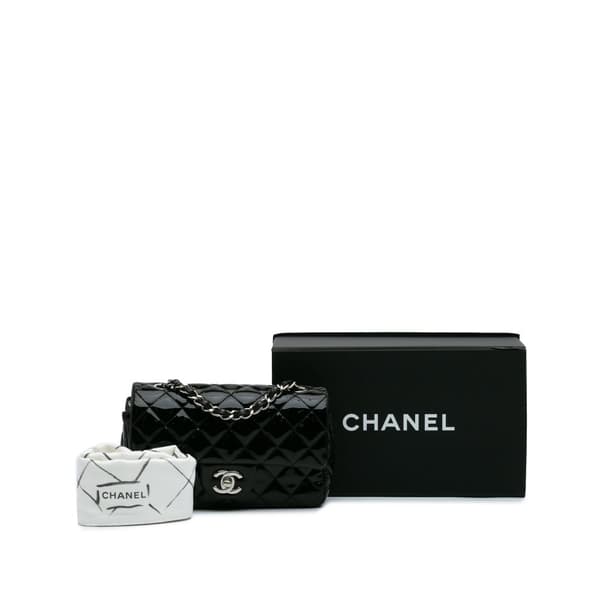 Pre-owned Chanel Mini Rectangular Classic Patent Single Flap Black
