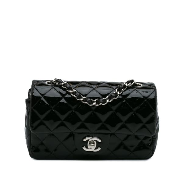 Pre-owned Chanel Mini Rectangular Classic Patent Single Flap Black
