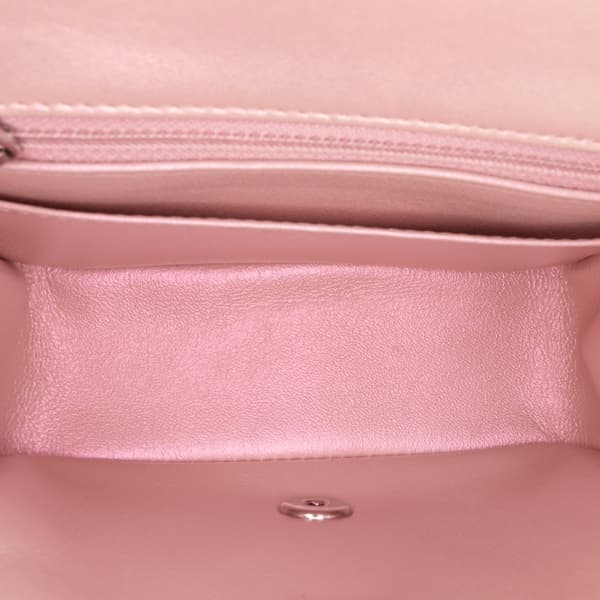 Pre-owned Chanel Mini Square Classic Iridescent Calfskin Single Flap Pink