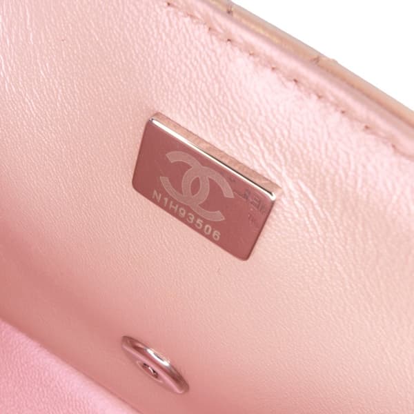 Pre-owned Chanel Mini Square Classic Iridescent Calfskin Single Flap Pink