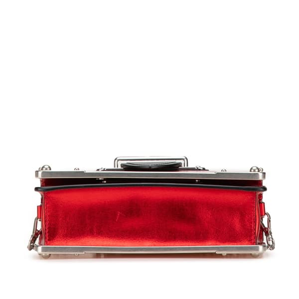 Pre-owned Prada Saffiano Trimmed City Calf Cahier Crossbody Red