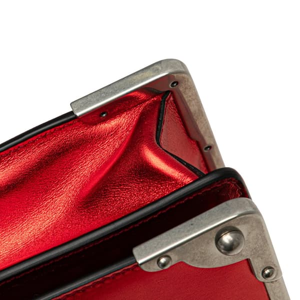 Pre-owned Prada Saffiano Trimmed City Calf Cahier Crossbody Red