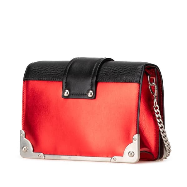 Pre-owned Prada Saffiano Trimmed City Calf Cahier Crossbody Red