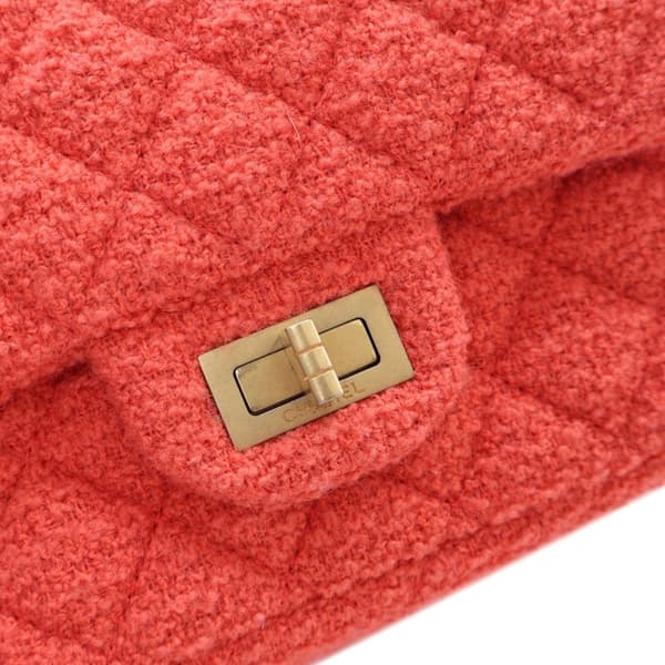Pre-owned Chanel Mini Reissue 2.55 Tweed Single Flap 224 Red